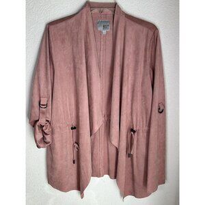 Kut From The Kloth Jacket Womens Large Faux Suede Pink Open Front Drape